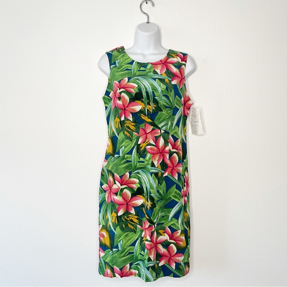 VTG Spenser Jeremy Tropical Sleeveless Shift 100% Silk Hawaiian Dress Size 6 NEW